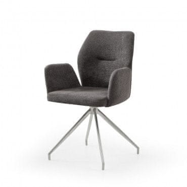 Casa Vital Jedálenská stolička MISTIL, 62x61x50 cm, čalúnená, podrúčky, sivá, otočná o 180°, kovové nohy